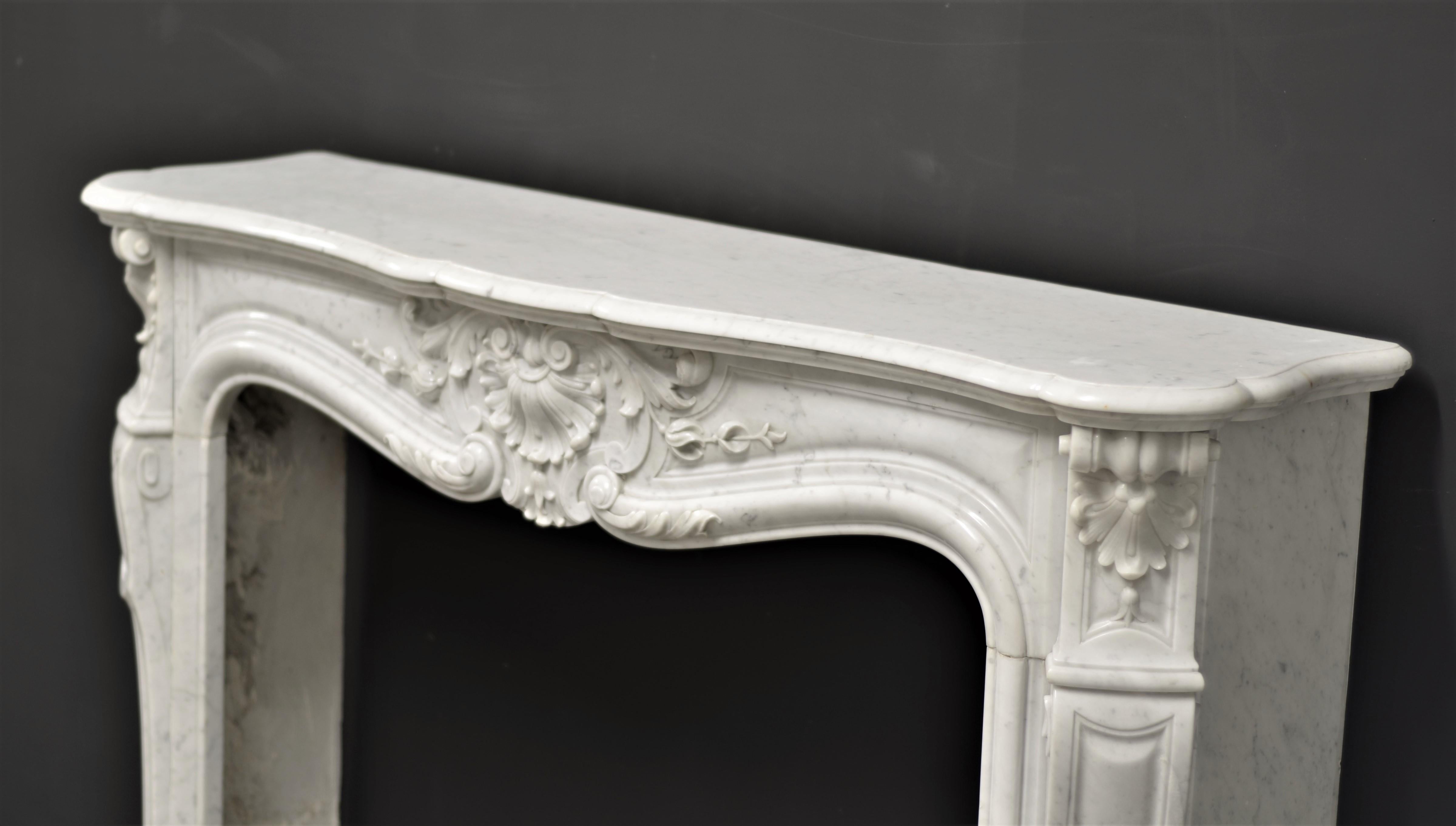 Antique Fireplace Mantel in White Marble 4