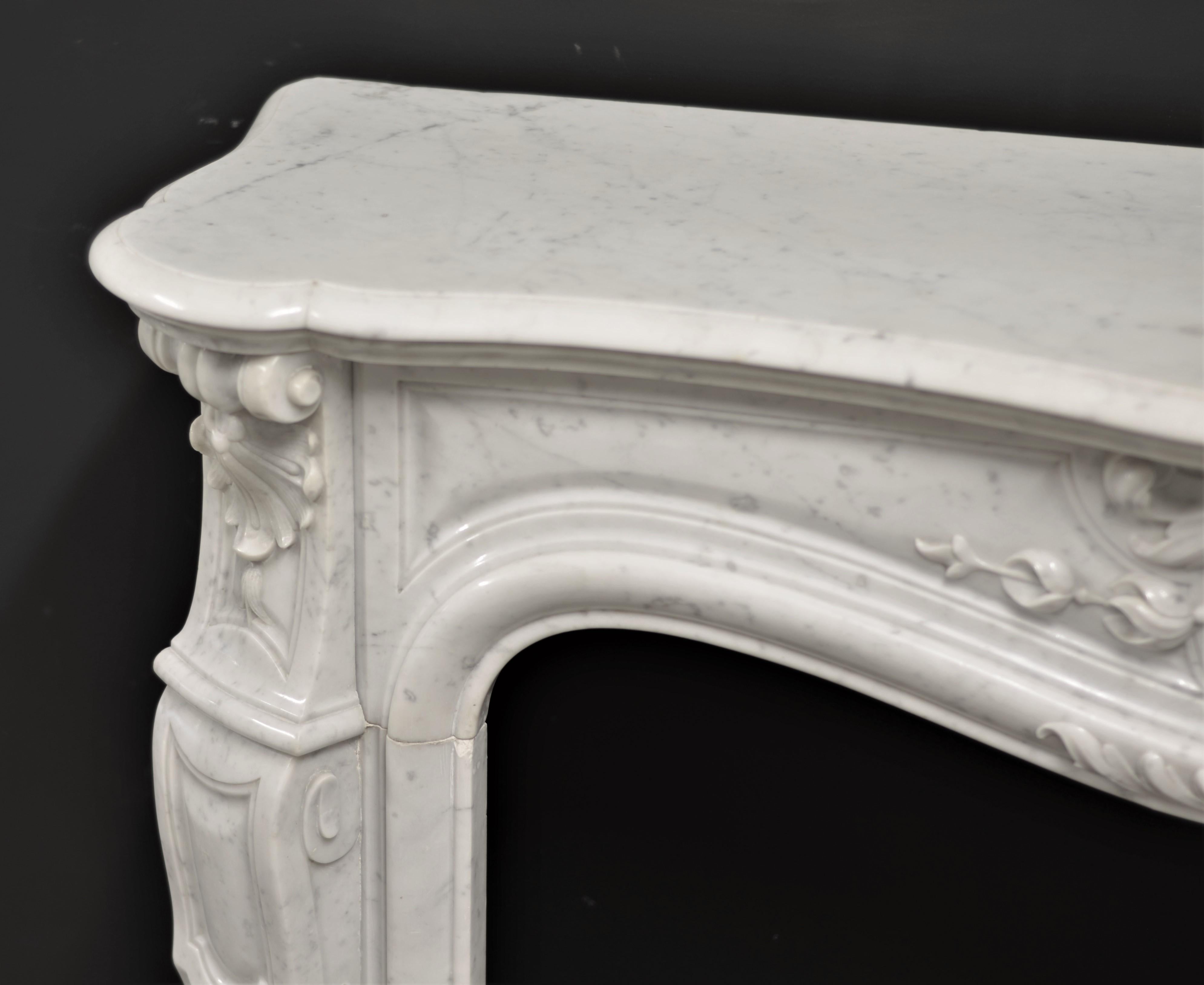 Antique Fireplace Mantel in White Marble 7