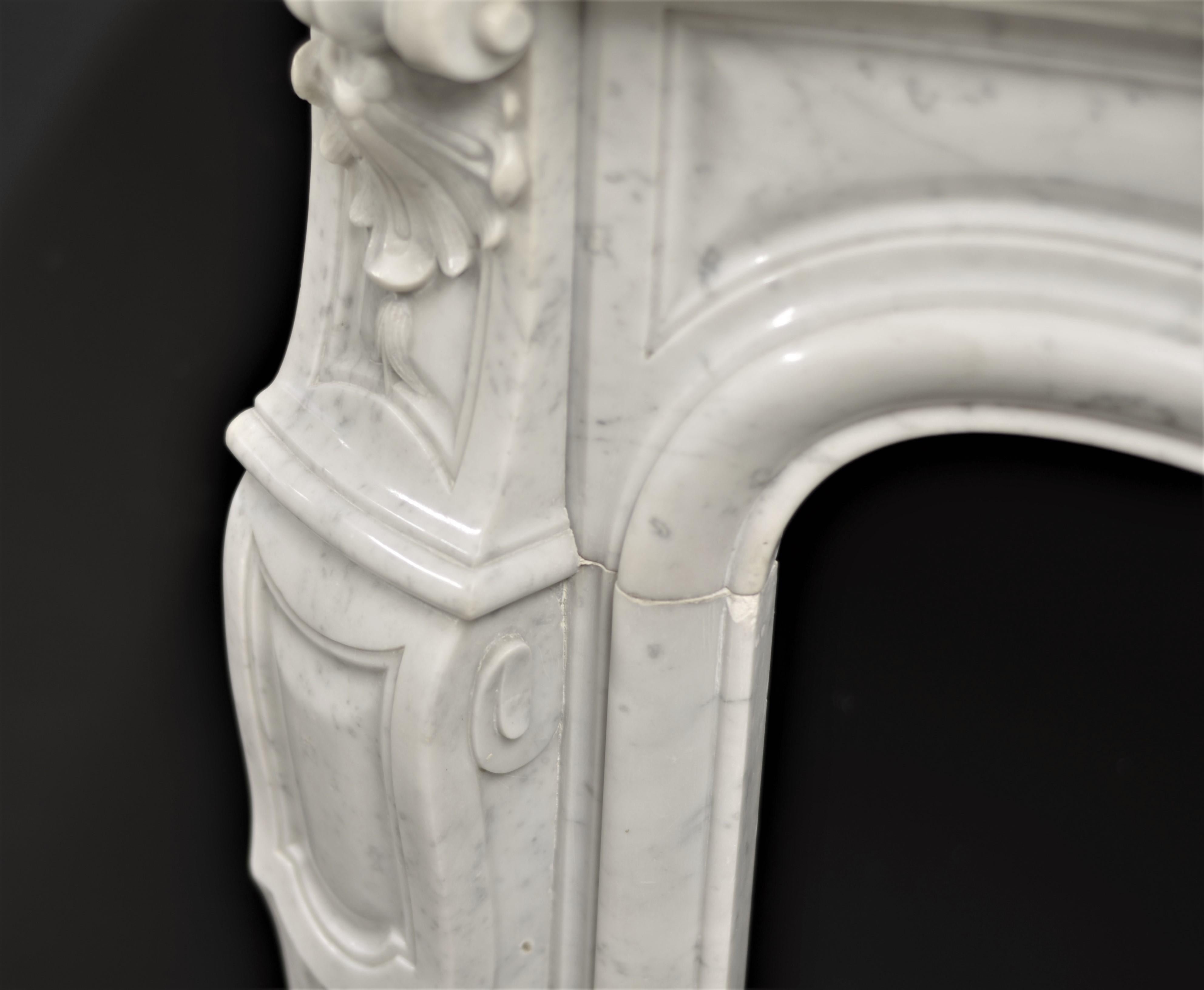 Antique Fireplace Mantel in White Marble 8