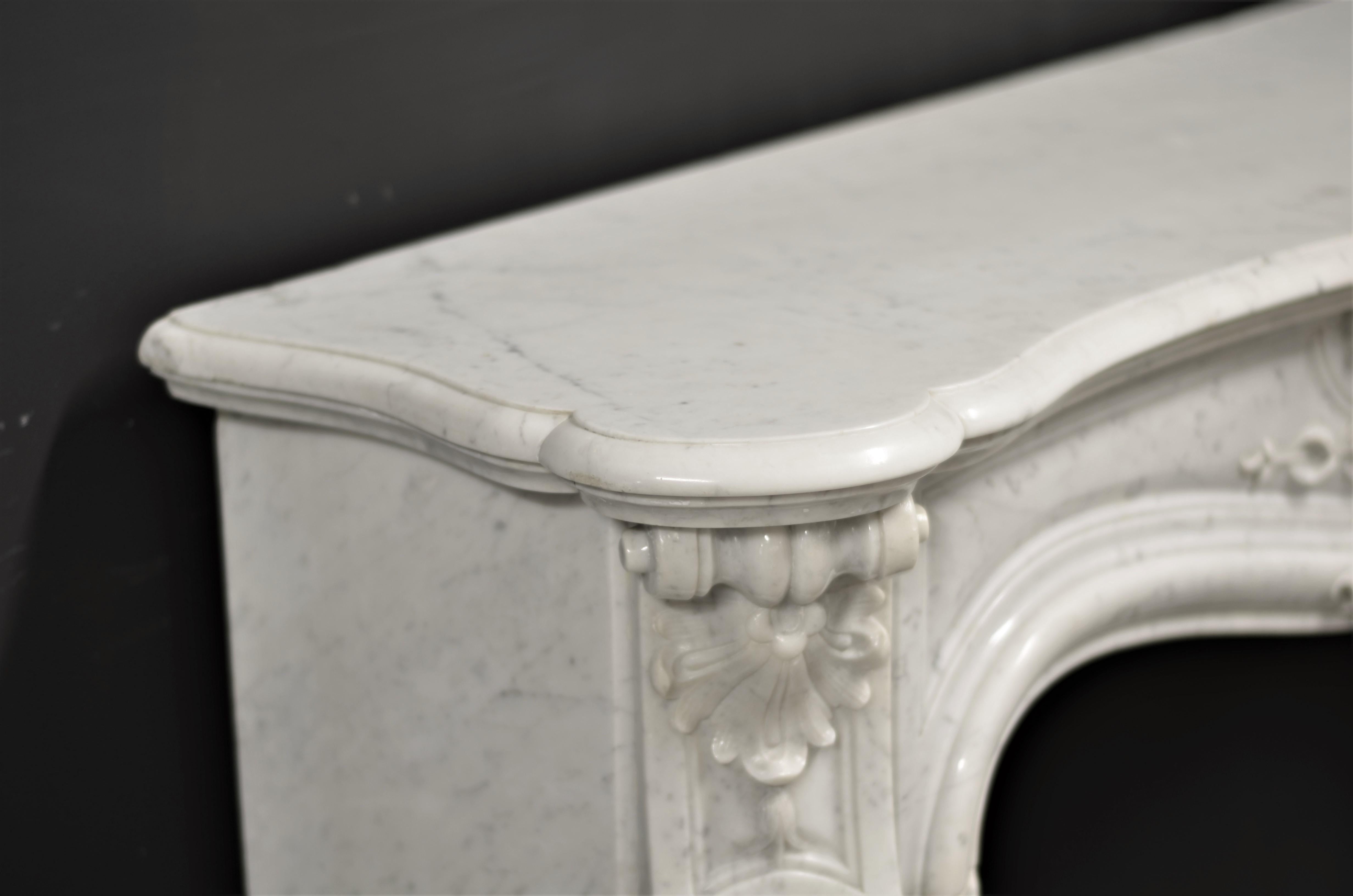 Antique Fireplace Mantel in White Marble 10