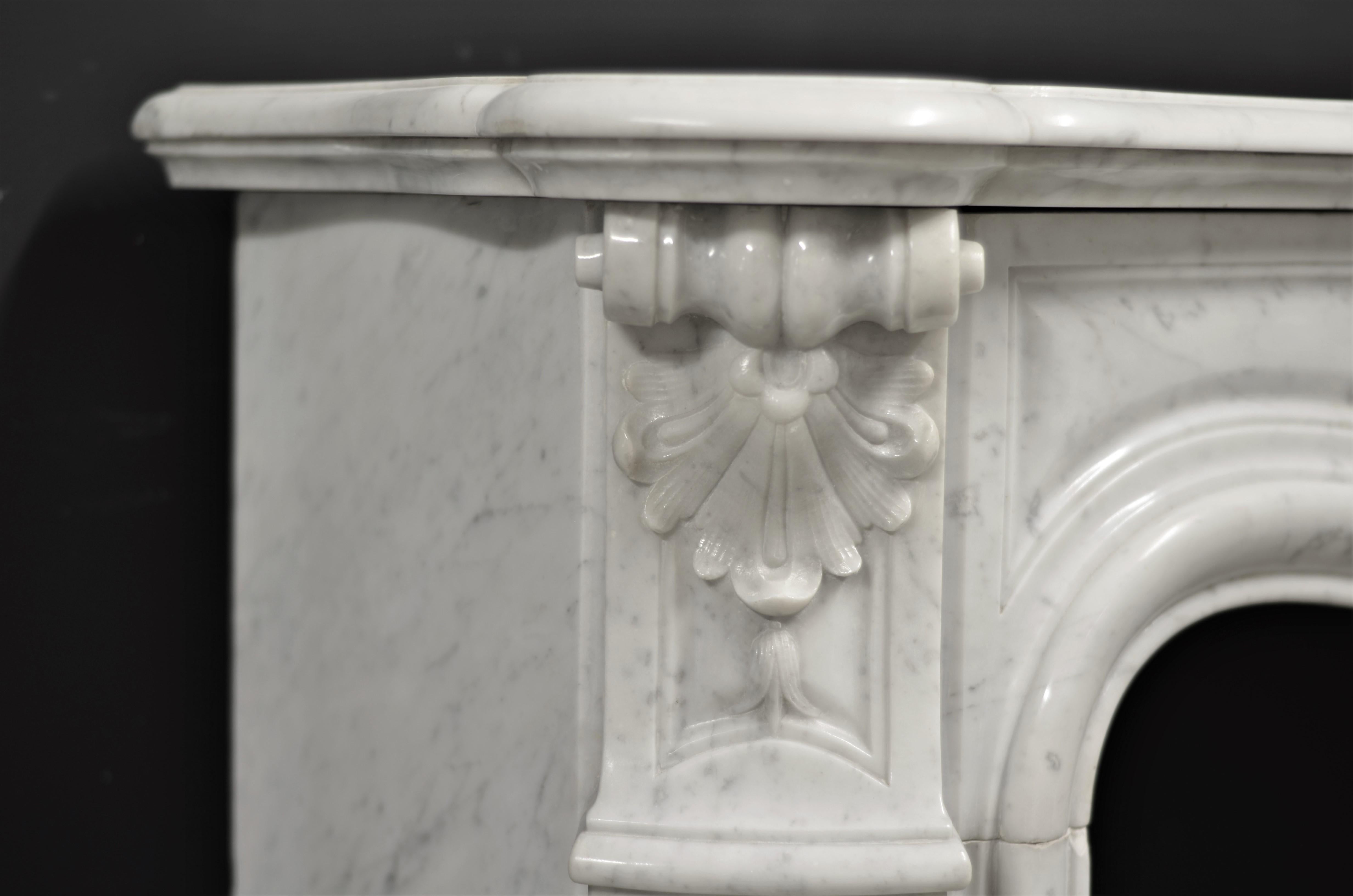 Antique Fireplace Mantel in White Marble 1