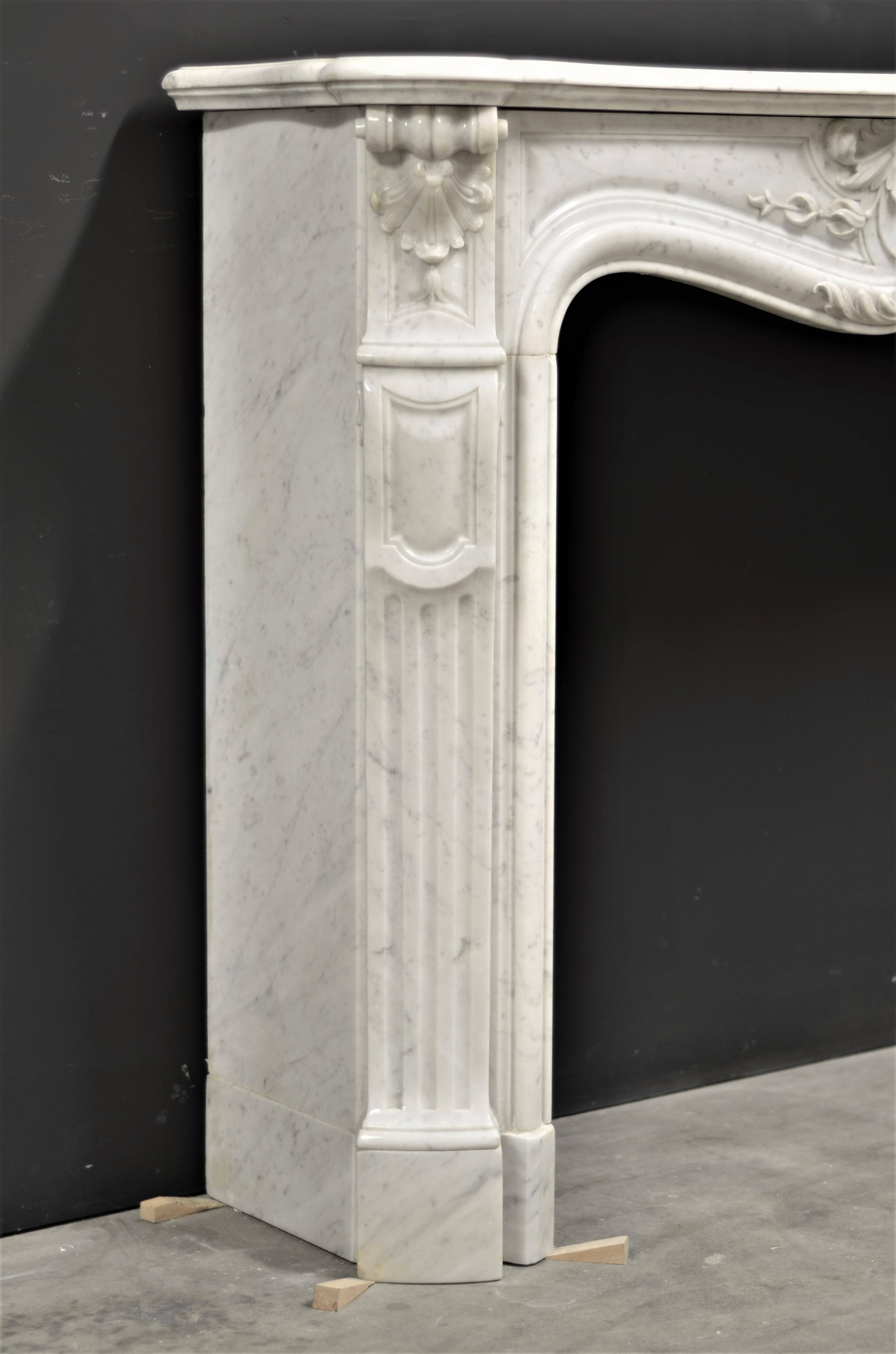 Antique Fireplace Mantel in White Marble 2