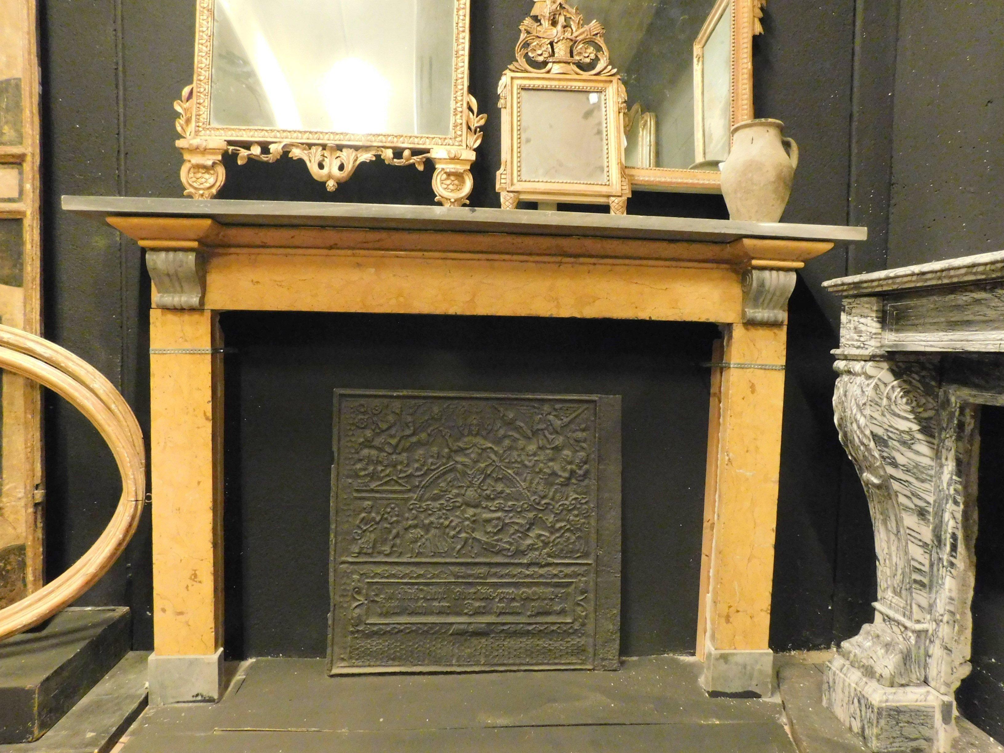 dark grey fireplace