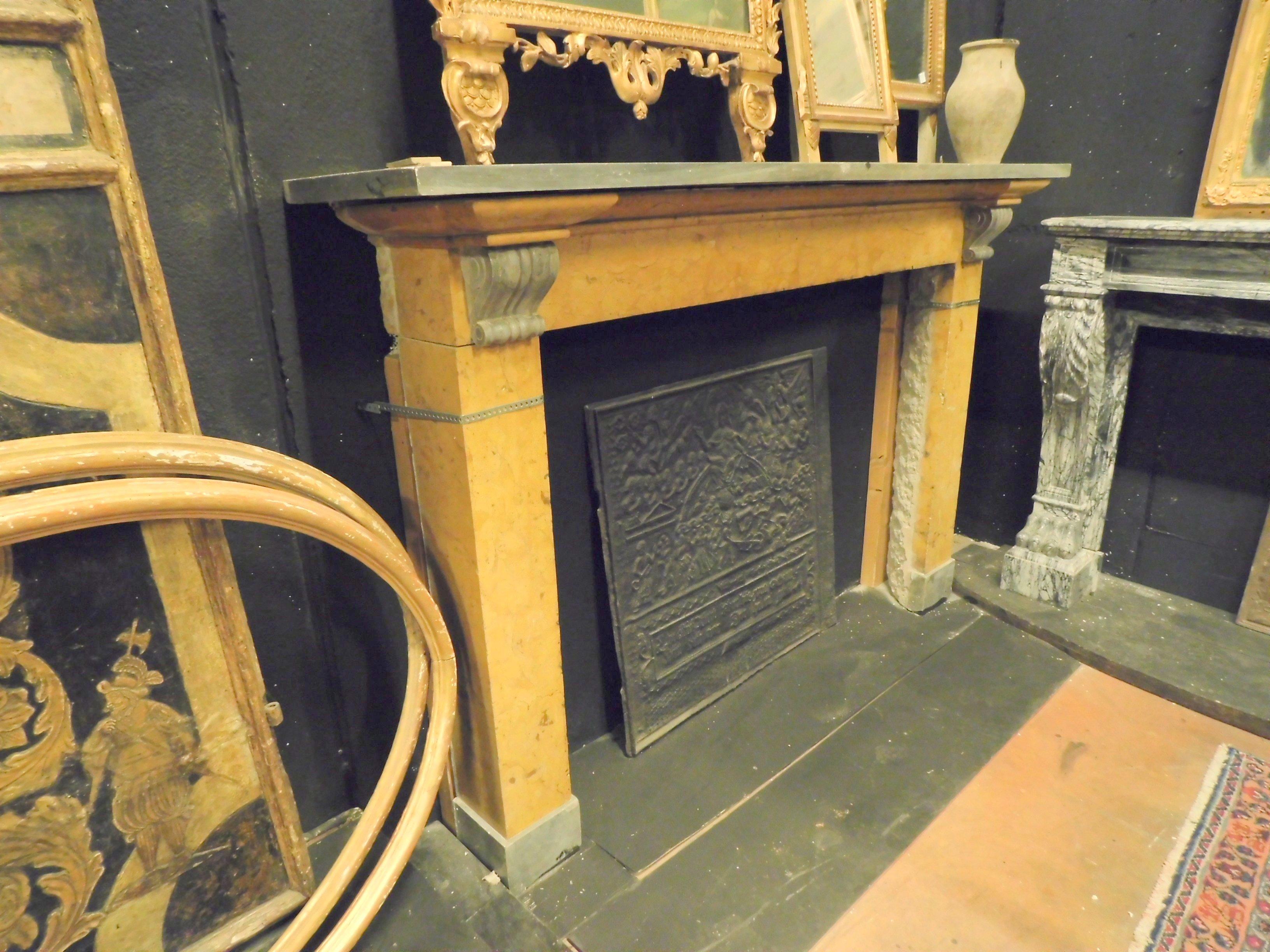 yellow fireplace mantel