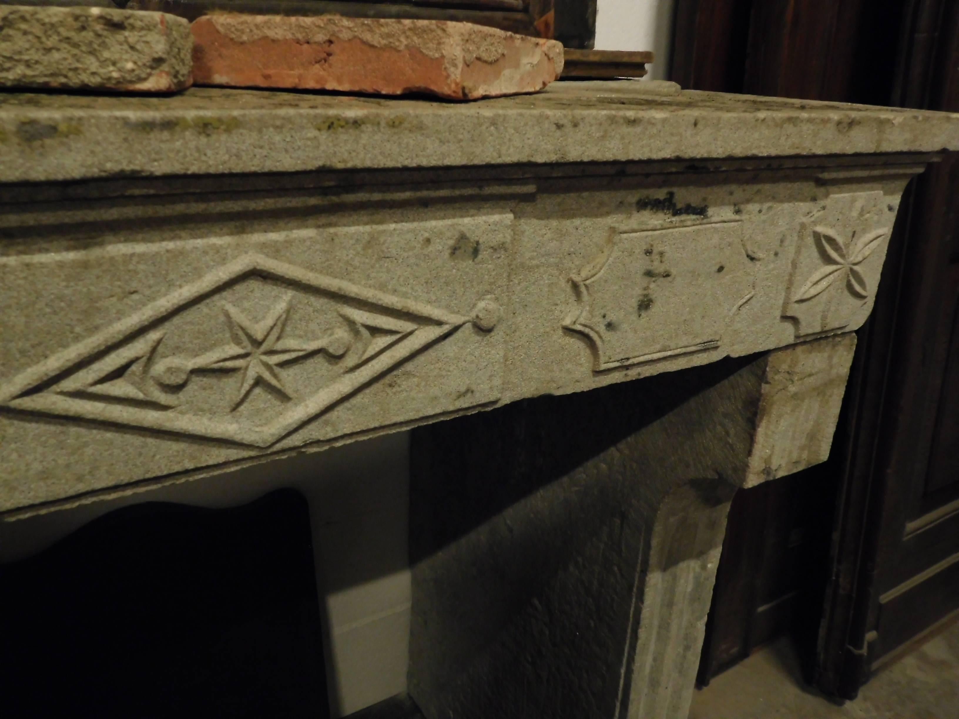 grey fireplace mantel