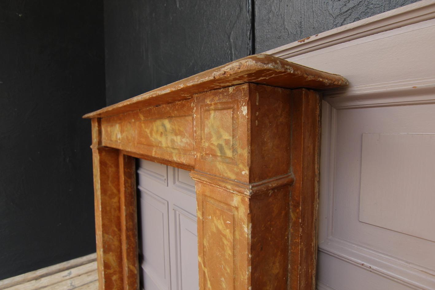Louis Philippe 19th Century Fireplace Mantel made of Wood in Original Marbled Painting For Sale
