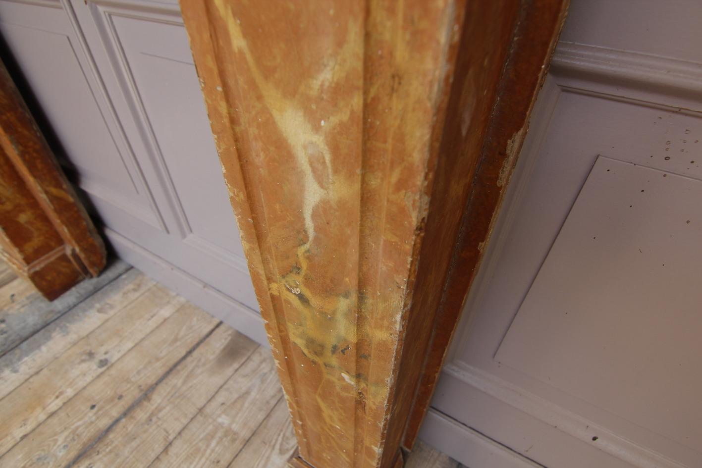Hand-Painted 19th Century Fireplace Mantel made of Wood in Original Marbled Painting For Sale