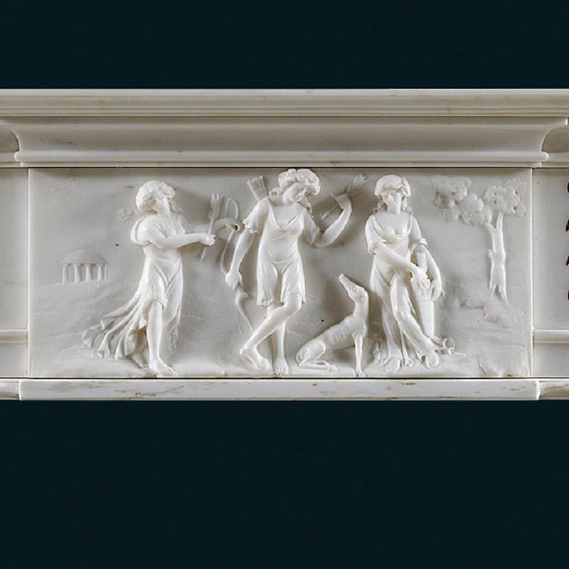British Antique Fireplace Mantel of Neoclassical Style