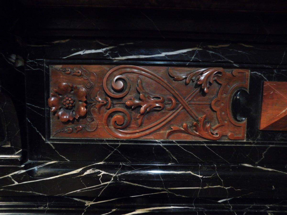 Belgian Black Marble Antique Fireplace Mantle Black and Red Marble Inlaid, 19th Century from Belgium For Sale