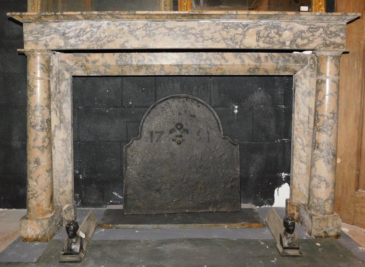 Hand-Carved Antique Fireplace Mantle Empire Style, First Half of the 19th Century, Italy For Sale