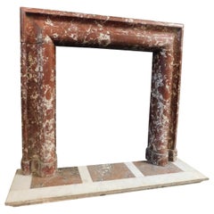 Antique Fireplace Mantle in Red Marble, Shape Salvatore Rosa Early 1900s Italy