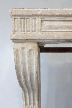 Antique fireplace mantle of French limestone in style of Louis XVI - 18th cent