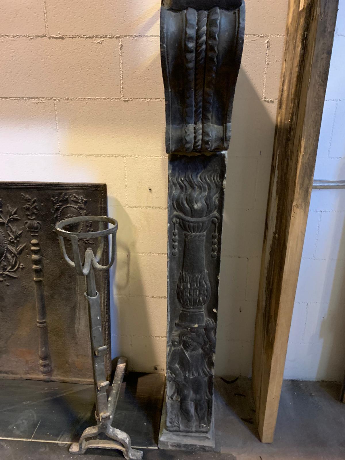 Antique Fireplace Mantle with Richly Carved Slate Stone, 16th Century Italy 5