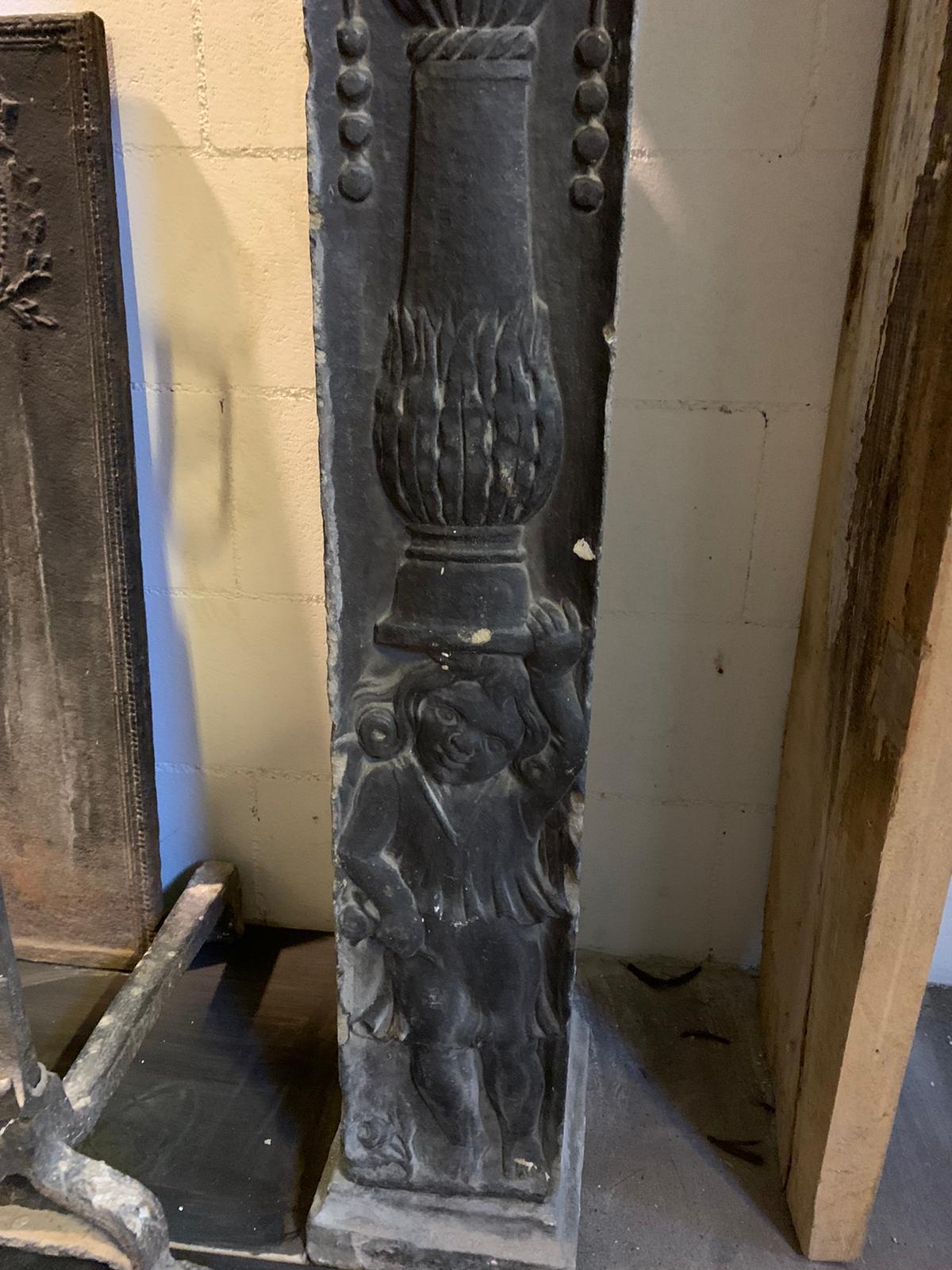 Antique Fireplace Mantle with Richly Carved Slate Stone, 16th Century Italy 8