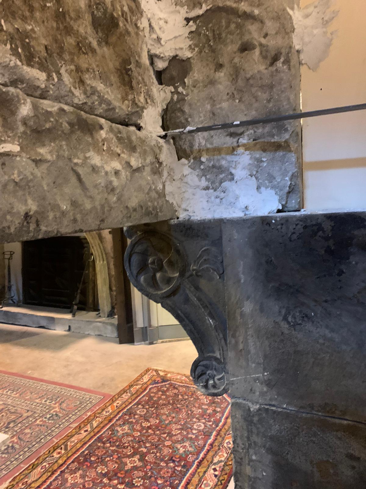Antique Fireplace Mantle with Richly Carved Slate Stone, 16th Century Italy 1