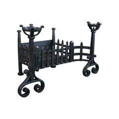 Antique Fireplace, Medieval Style, Cup Dogs, English Iron, circa 1900