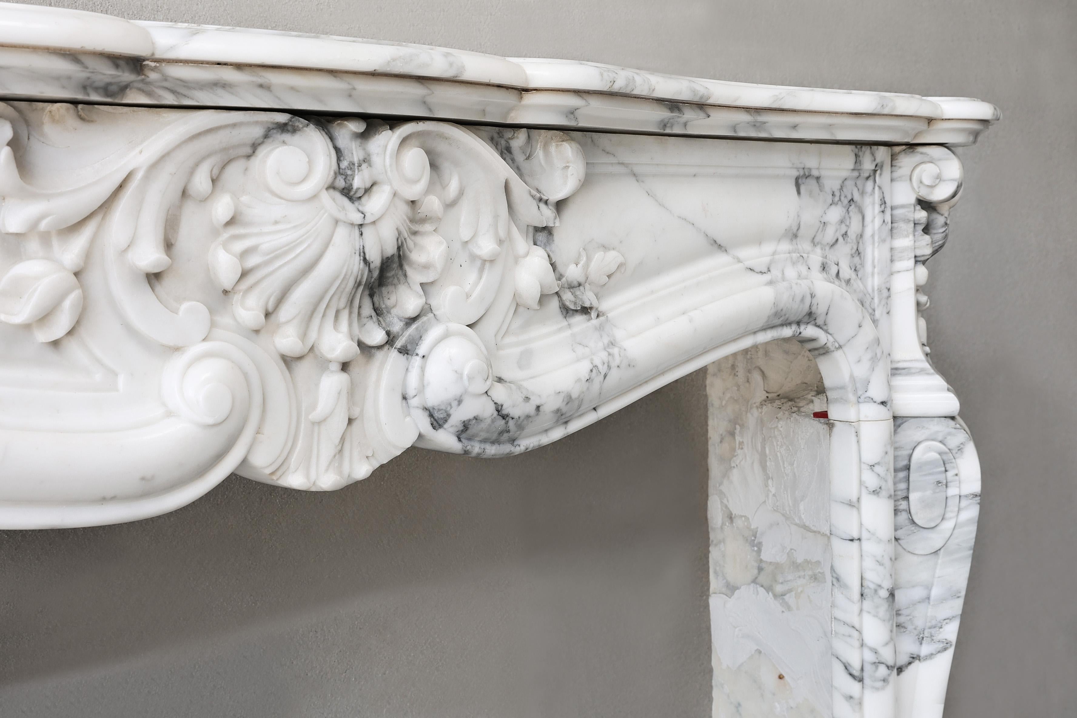 French Antique Marble Fireplace Mantel