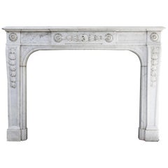 Antique Fireplace of Carrara Marble from the 19th Century