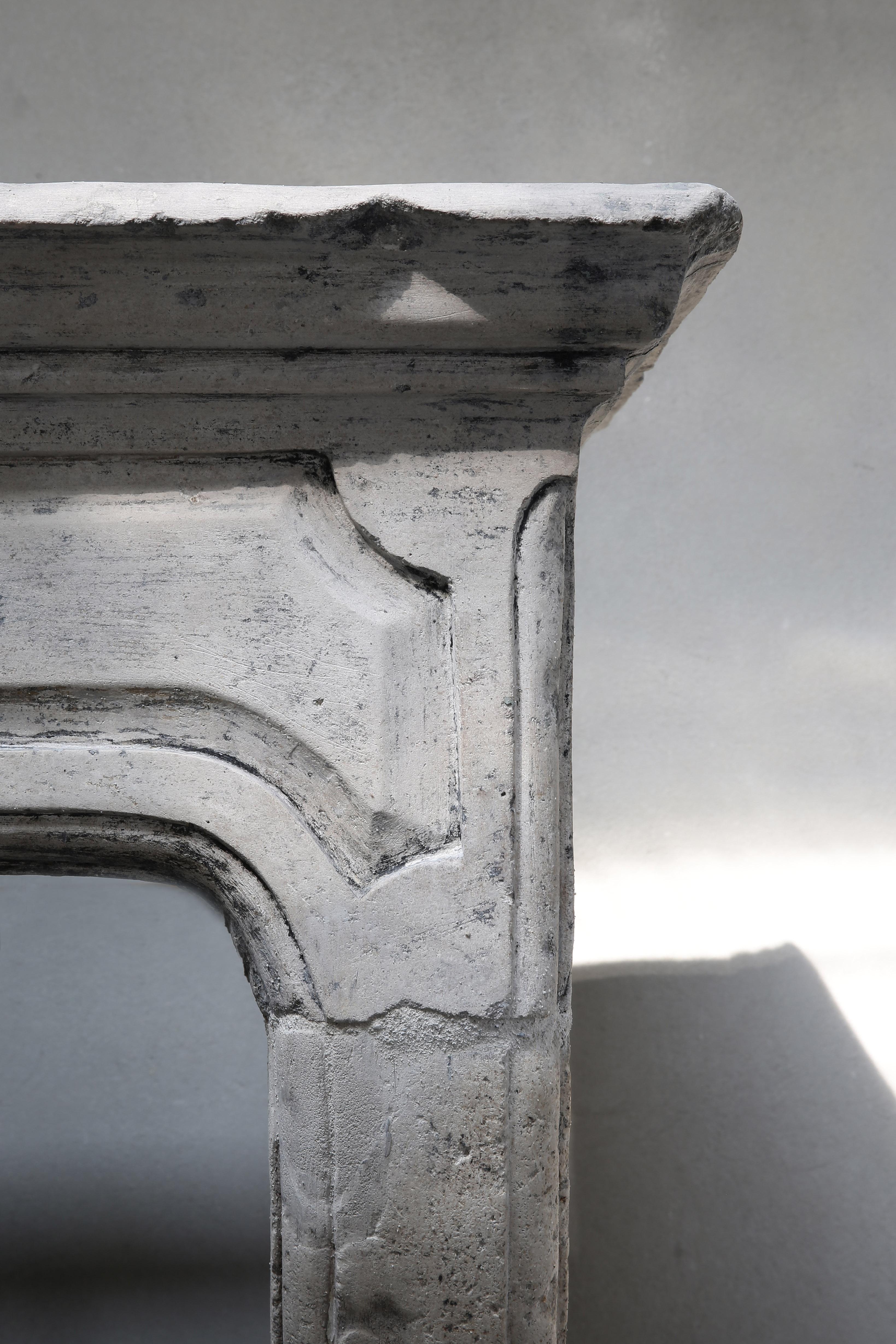 Antique Fireplace of French Limestone, 19th Century, Louis XIV 6