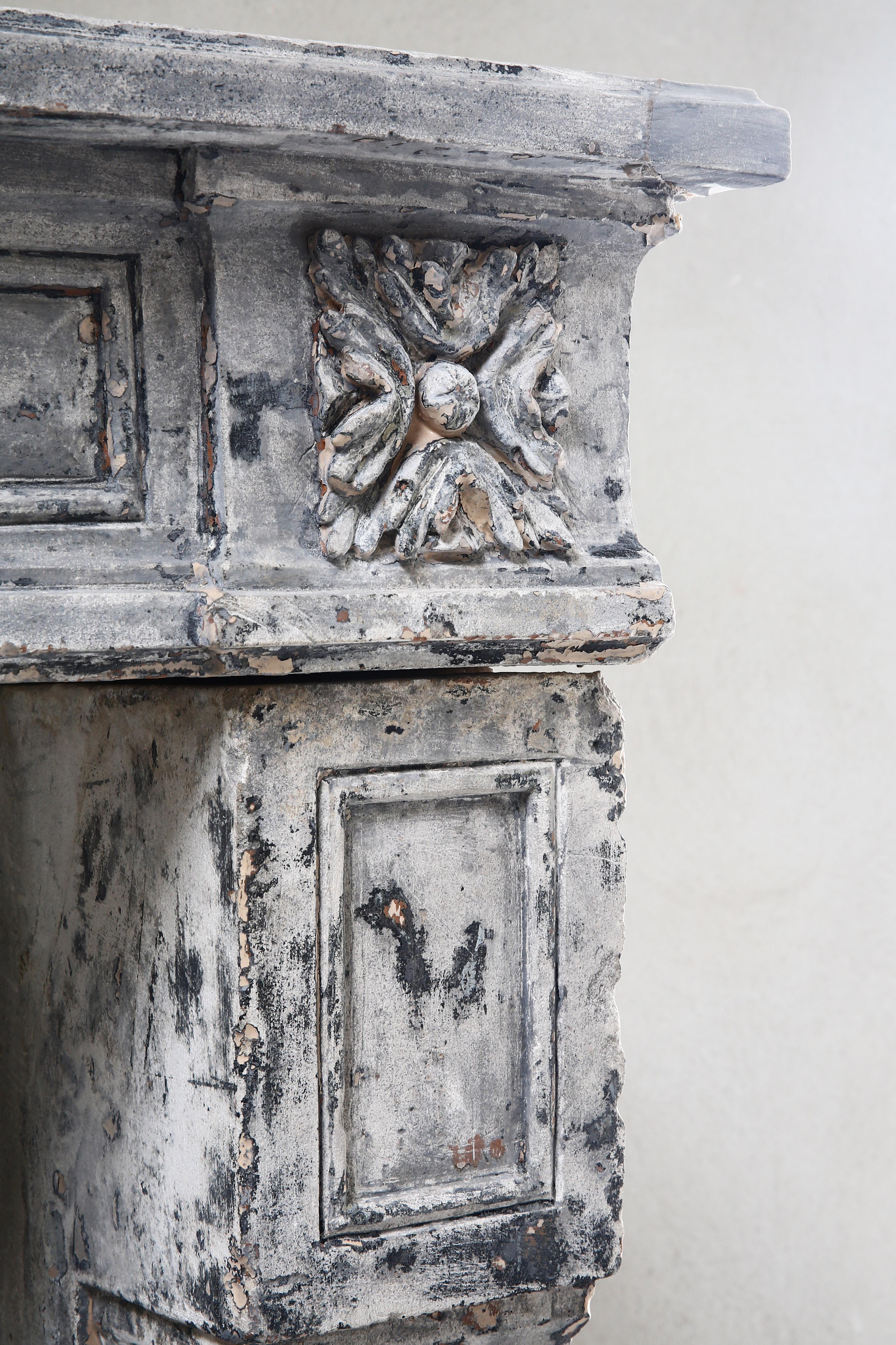 Antique fireplace of French limestone, 19th Century, Louis XVI 3