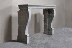 Antique fireplace of french limestone in style of Campagnarde, 19th century
