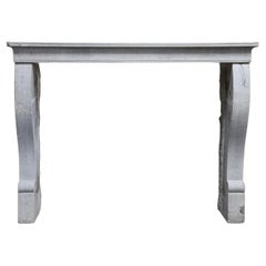 Antique fireplace of french limestone in style of Campagnarde, 19th century