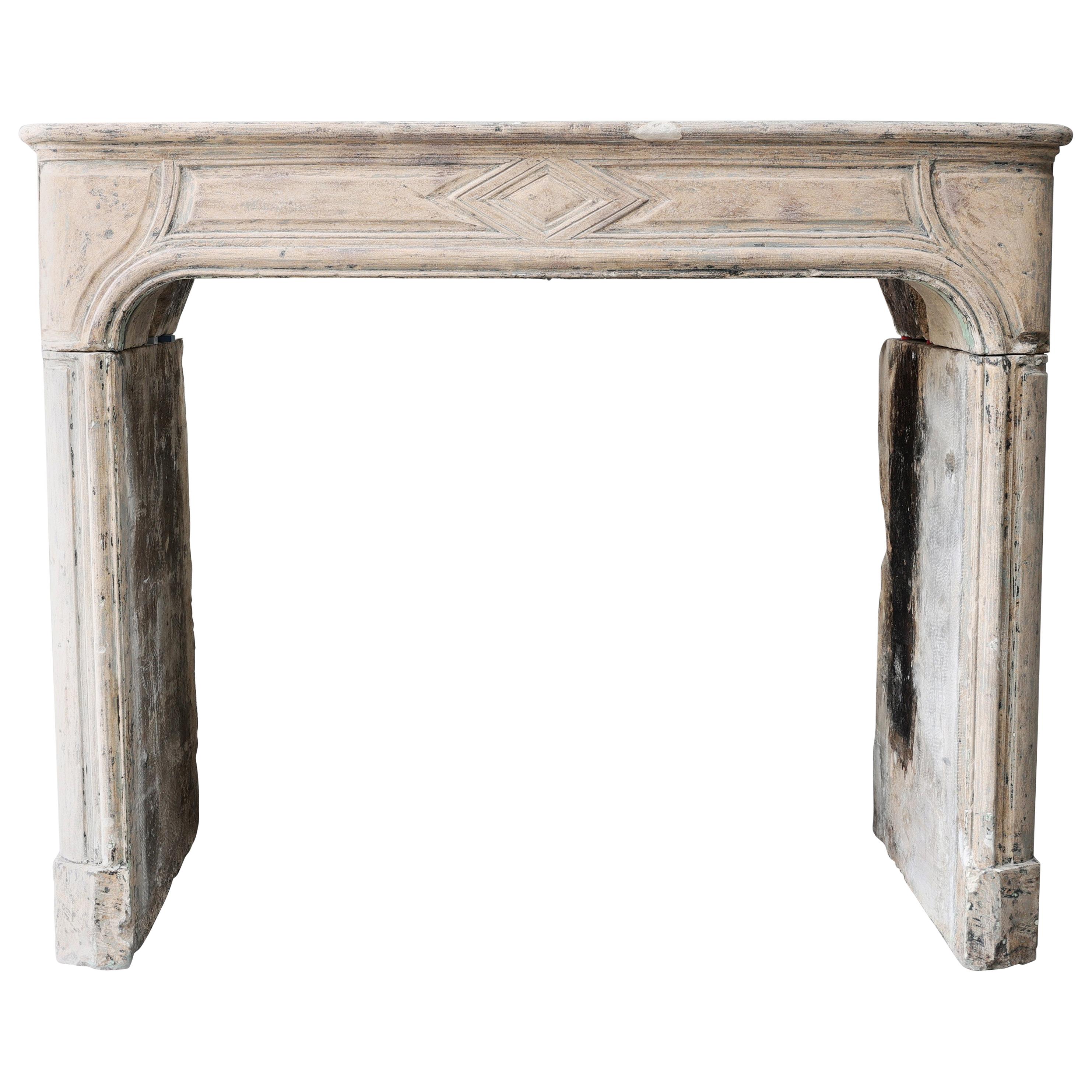 Antique Fireplace of French Limestone in Style of Louis XIV, 19th Century