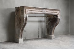 Chimenea Antigua de Piedra Caliza Francesa, Estilo Luis XIV, Siglo XIX