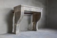 Antique Fireplace of French Limestone, Louis XVI, 19th Century