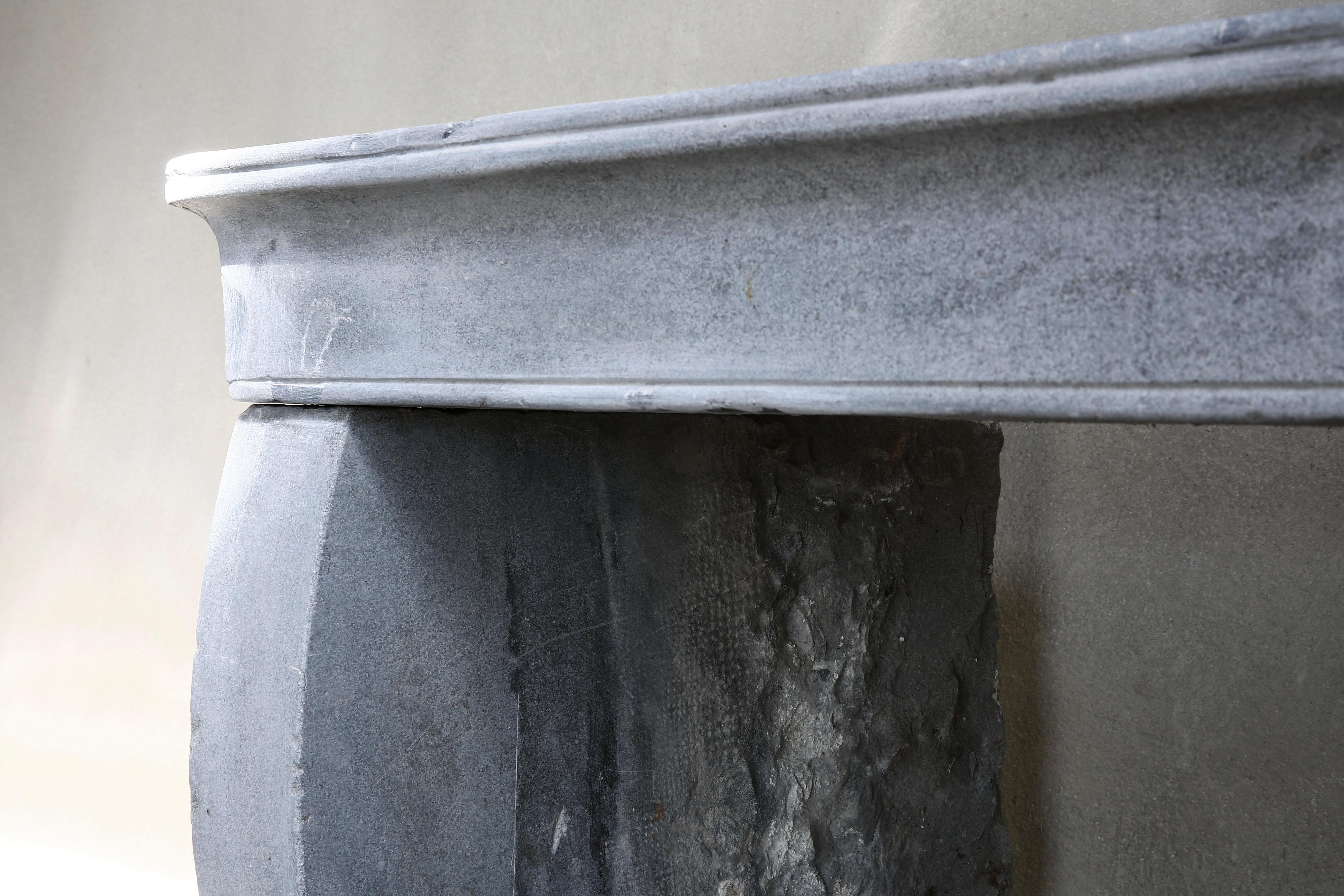 Antique Fireplace of Gray Marble Stone In Good Condition In Made, NL