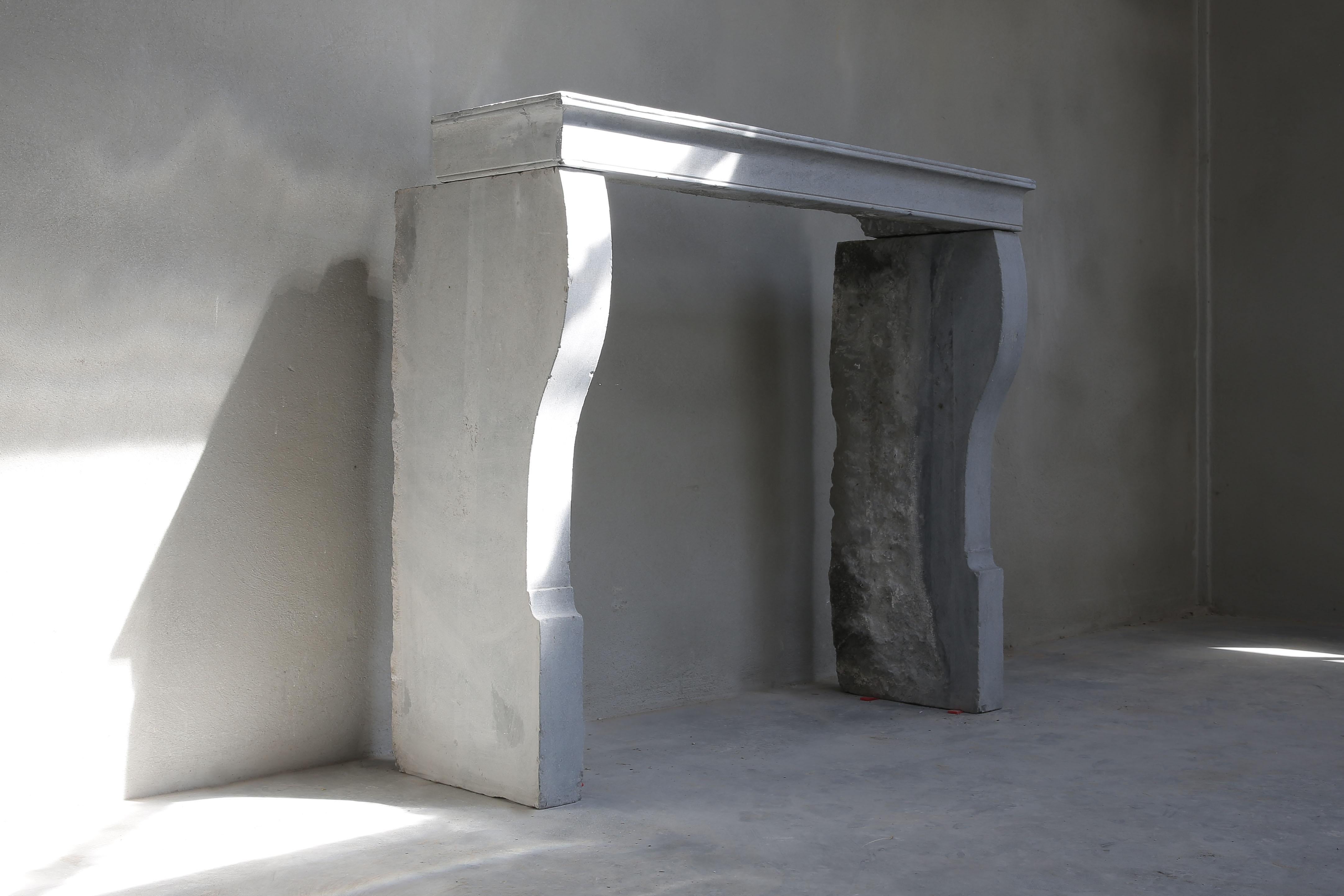 Antique Fireplace of Gray Marble Stone 2