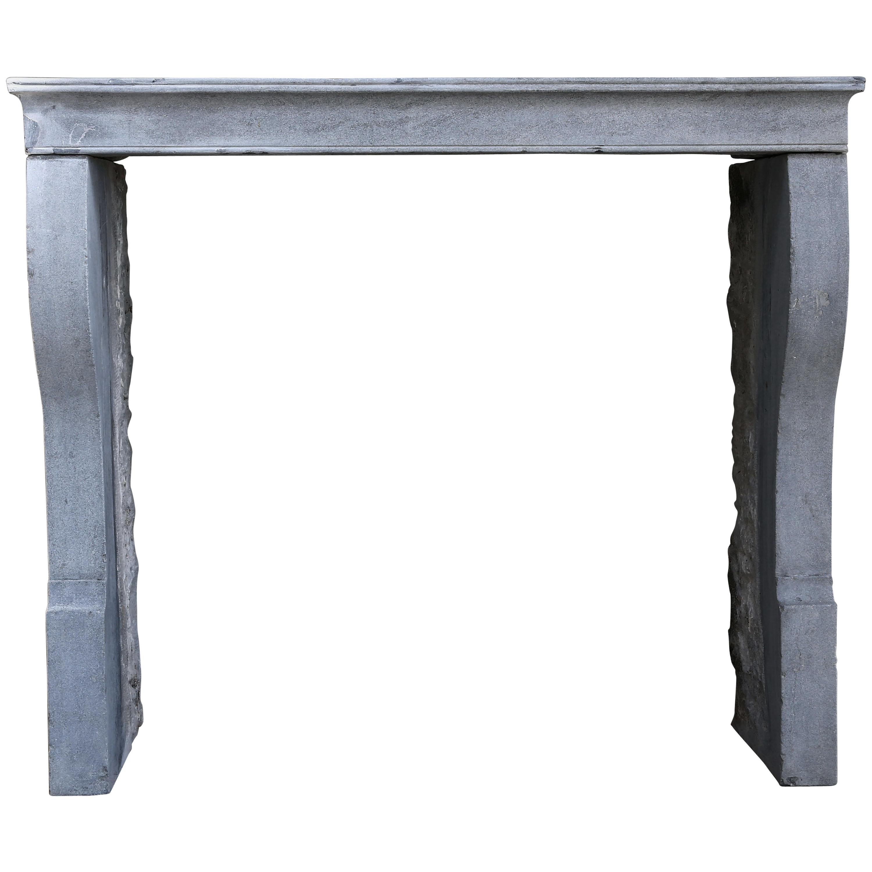 Antique Fireplace of Gray Marble Stone