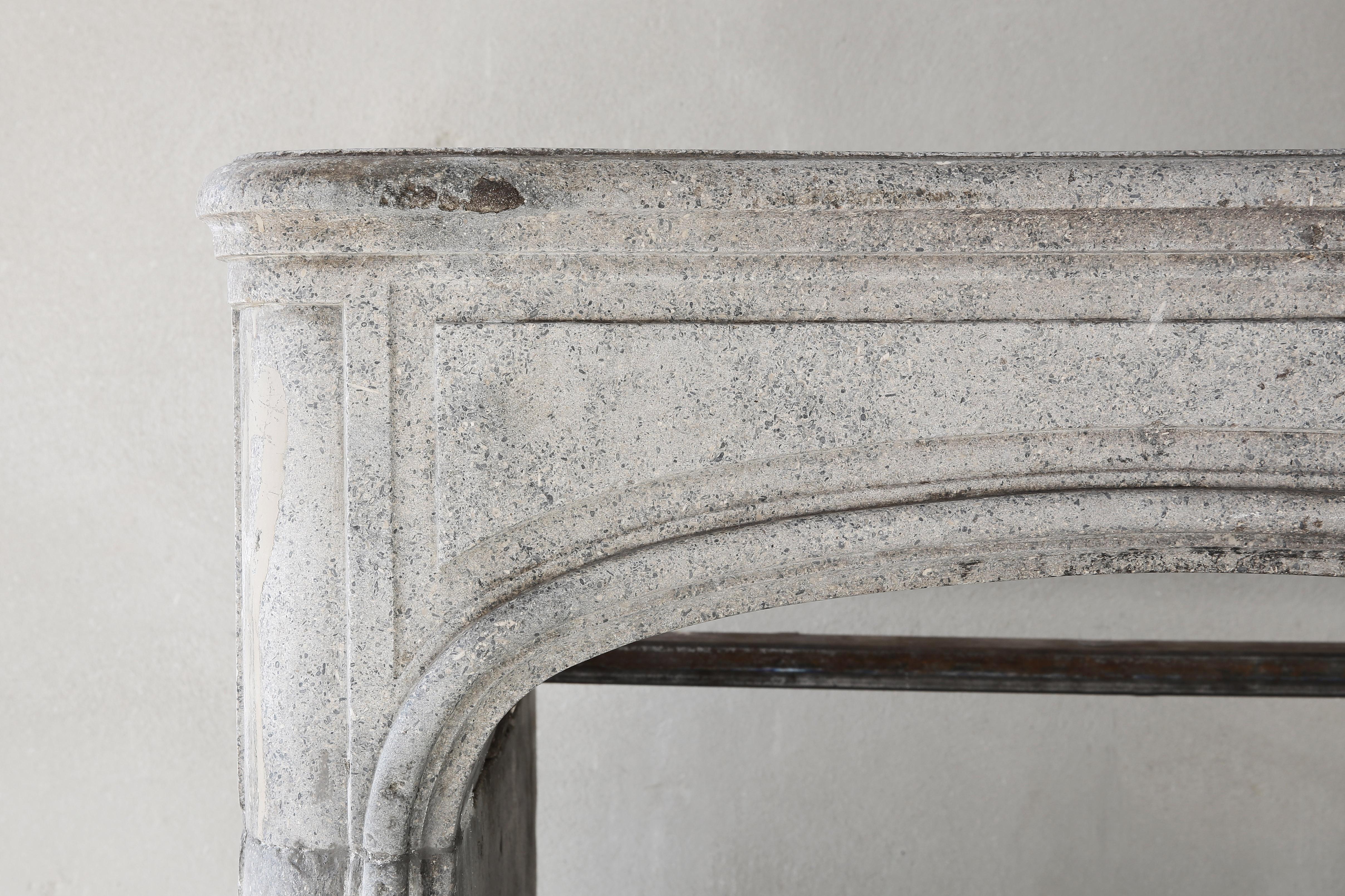 Other Antique Fireplace of Grey Marble Stone, 19th Century, Louis XV