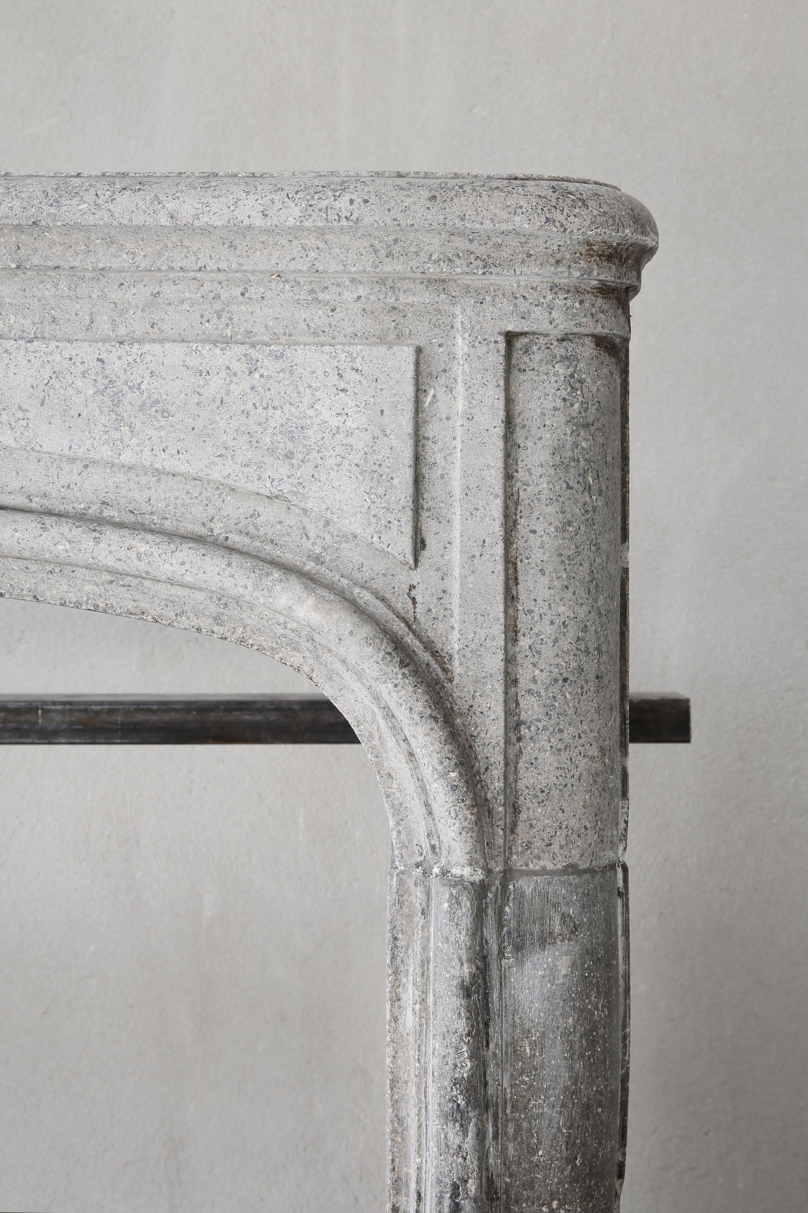 Antique Fireplace of Grey Marble Stone, 19th Century, Louis XV In Good Condition In Made, NL