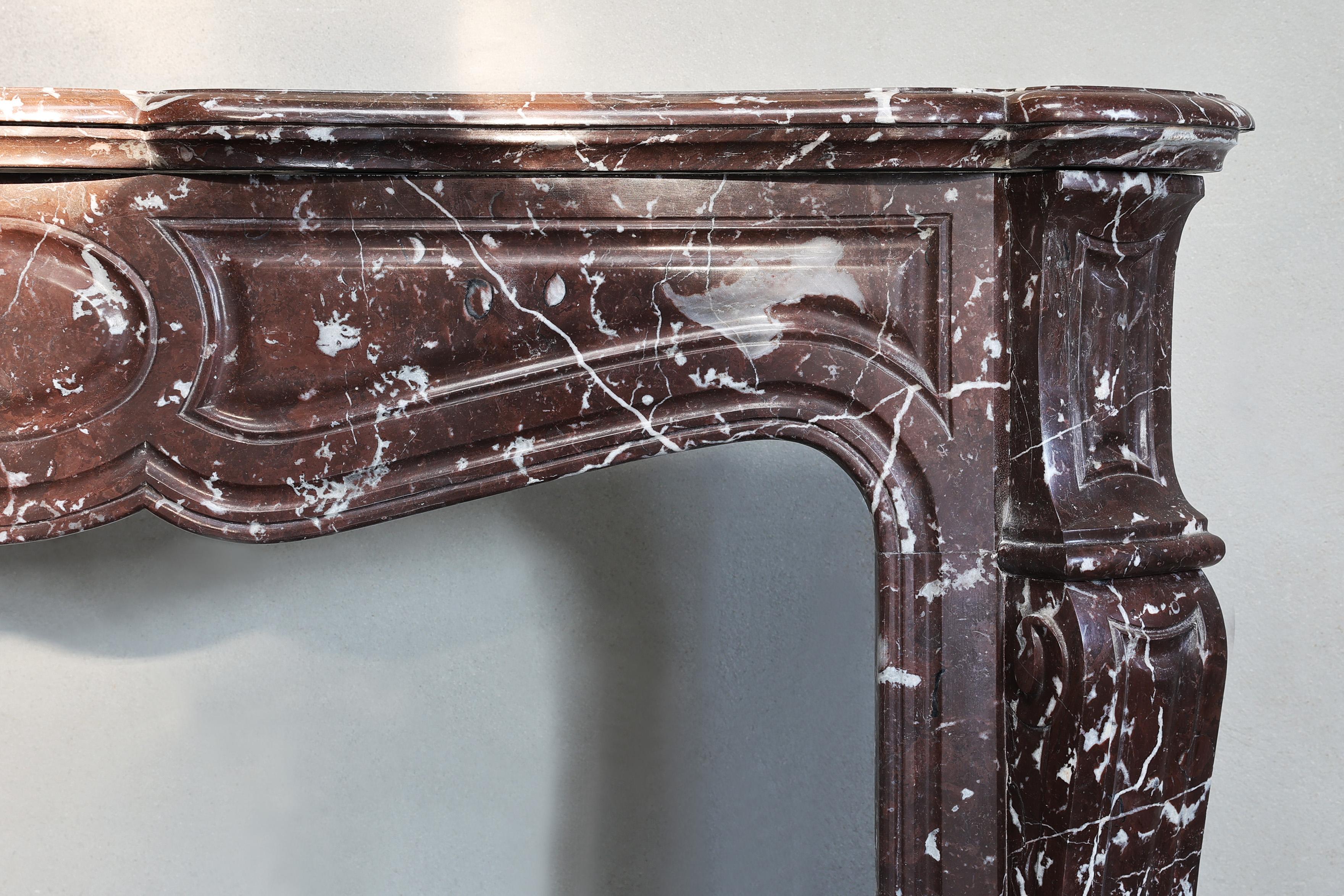 Other Antique fireplace of Griotte Rouge marble form the 19th century For Sale