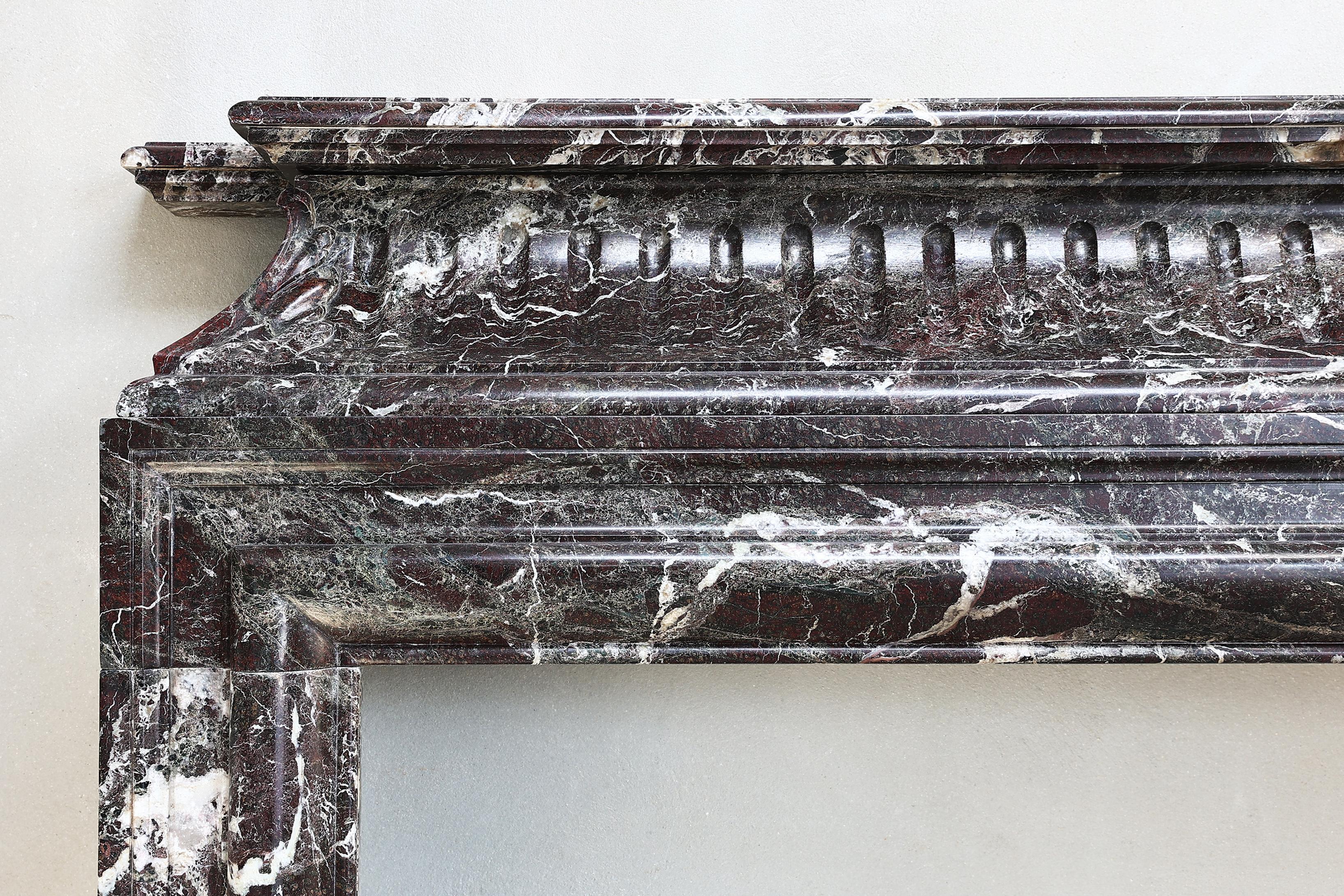 French Antique Fireplace of Levanto Marble from the 19th Century in Style of Louis XVI For Sale