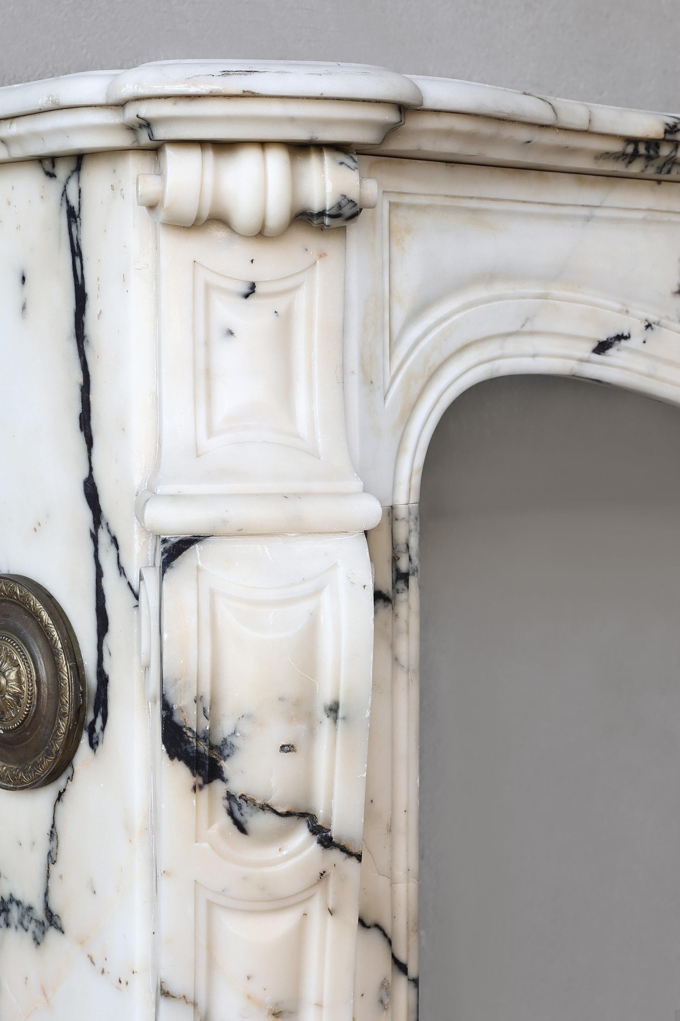 Antique fireplace of paonazzo marble, 19th century, Louis XV style 4
