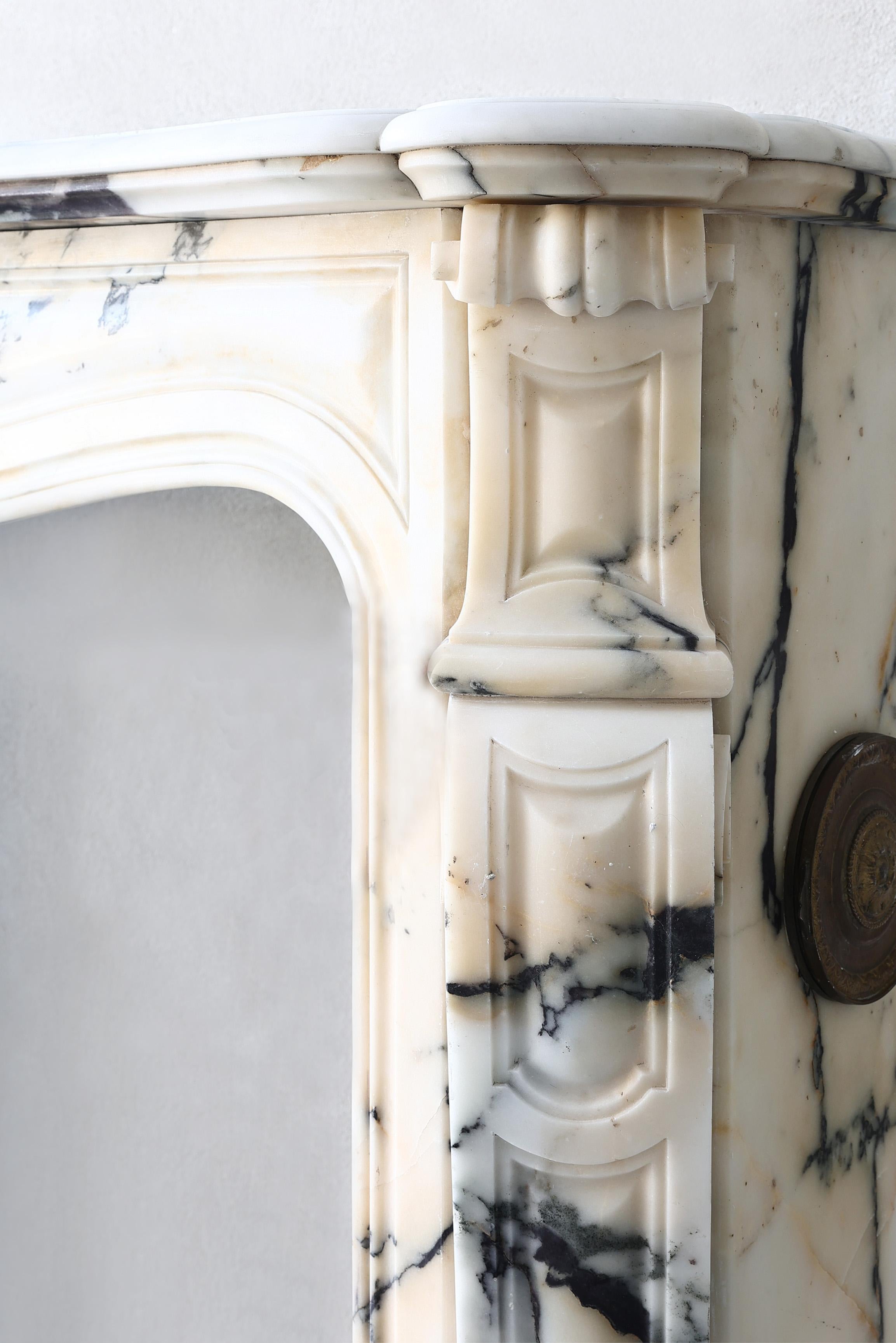 Antique fireplace of paonazzo marble, 19th century, Louis XV style 1