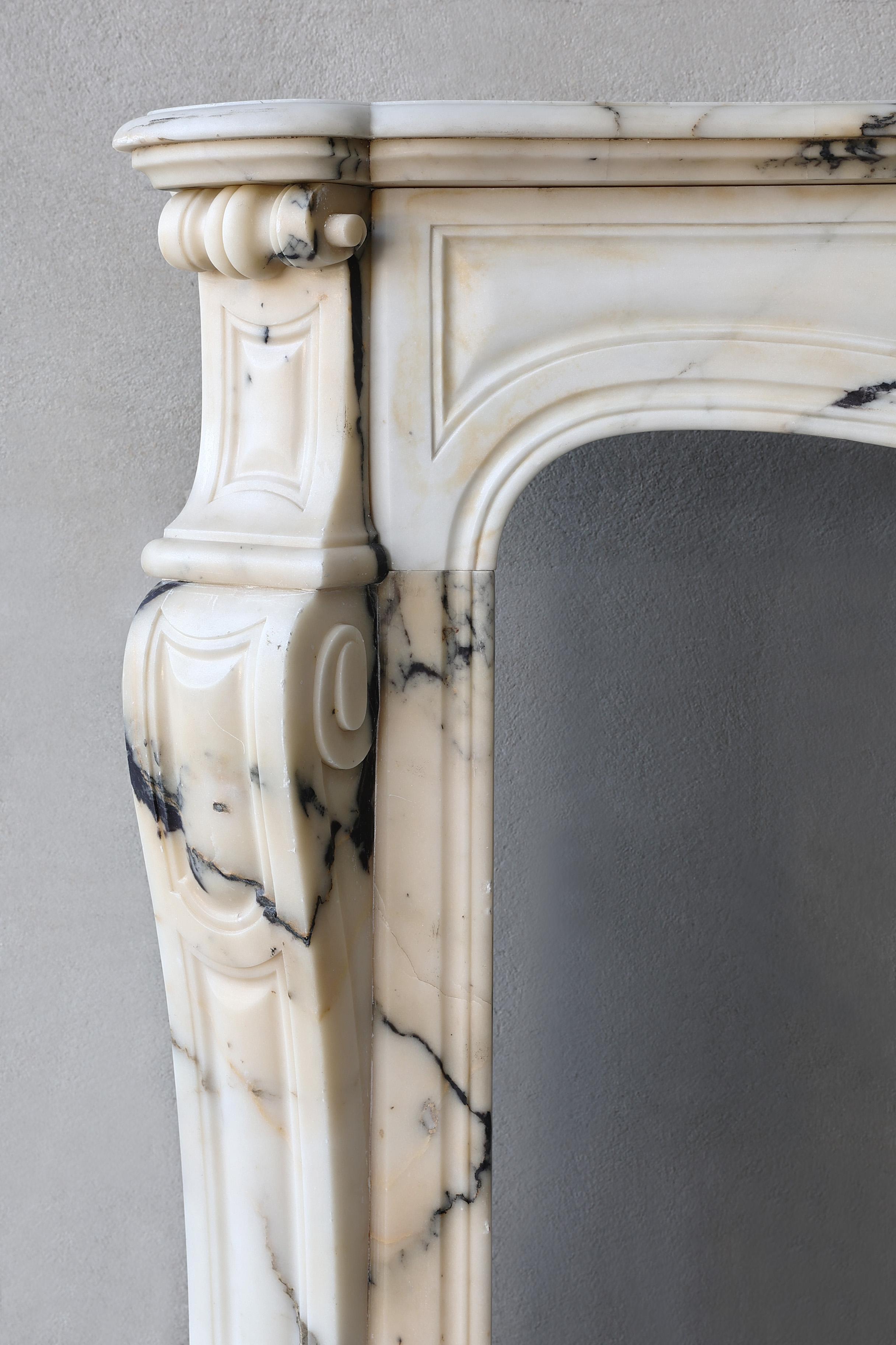 Antique fireplace of paonazzo marble, 19th century, Louis XV style 2