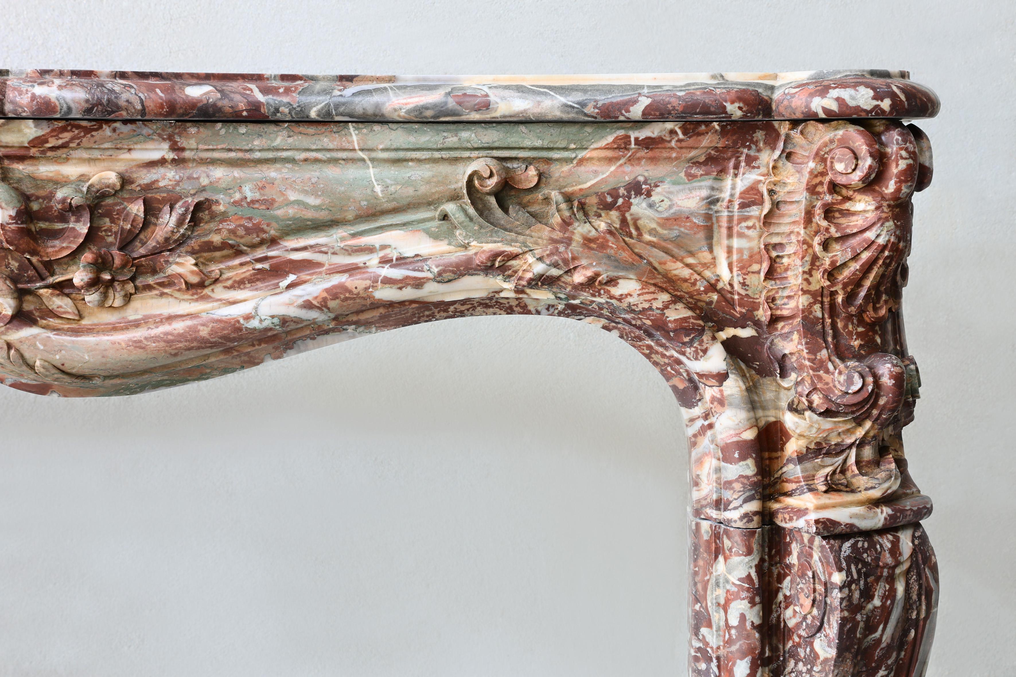 Louis XV Antique Marble Fireplace Mantel For Sale