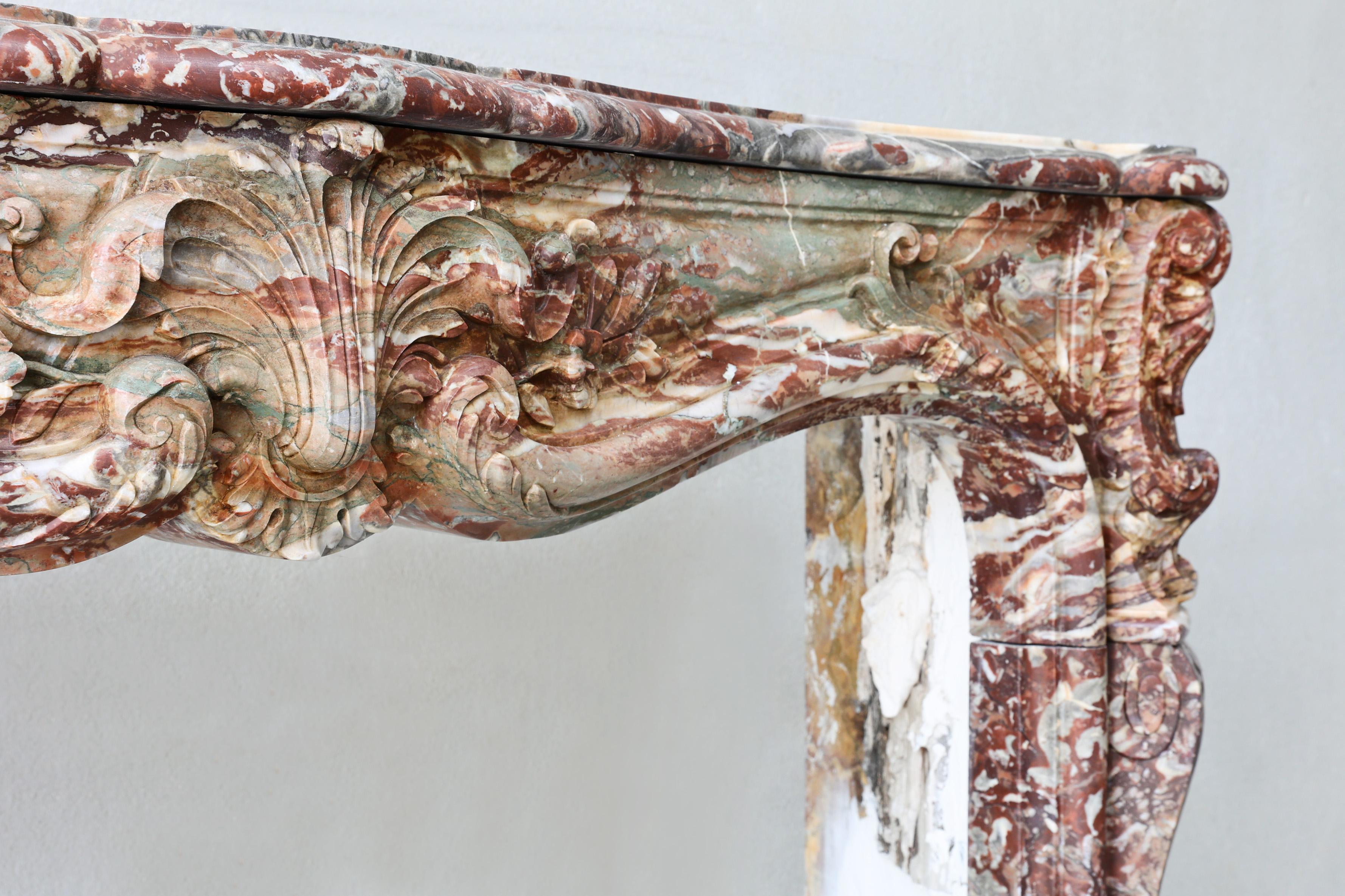French Antique Marble Fireplace Mantel For Sale