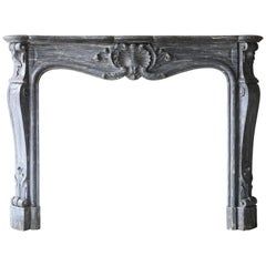 Antique Fireplace of the Italian Marble Blue Turquin, 18th century, Louis XV