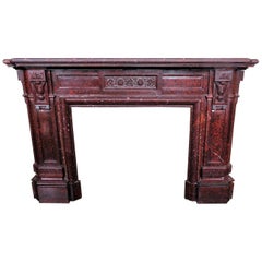 ANTIQUE FIREPLACE Red Griotte Marble