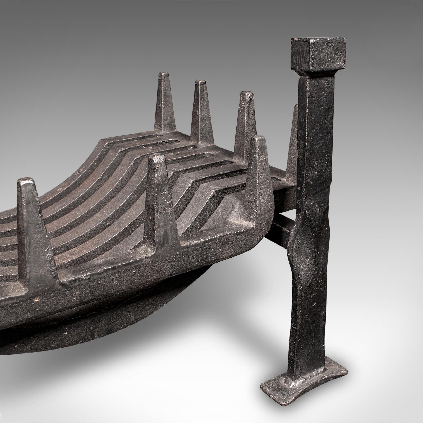 Antique Fireplace Set, English, Iron, Fire Basket, Pair of Andirons, Edwardian For Sale 3