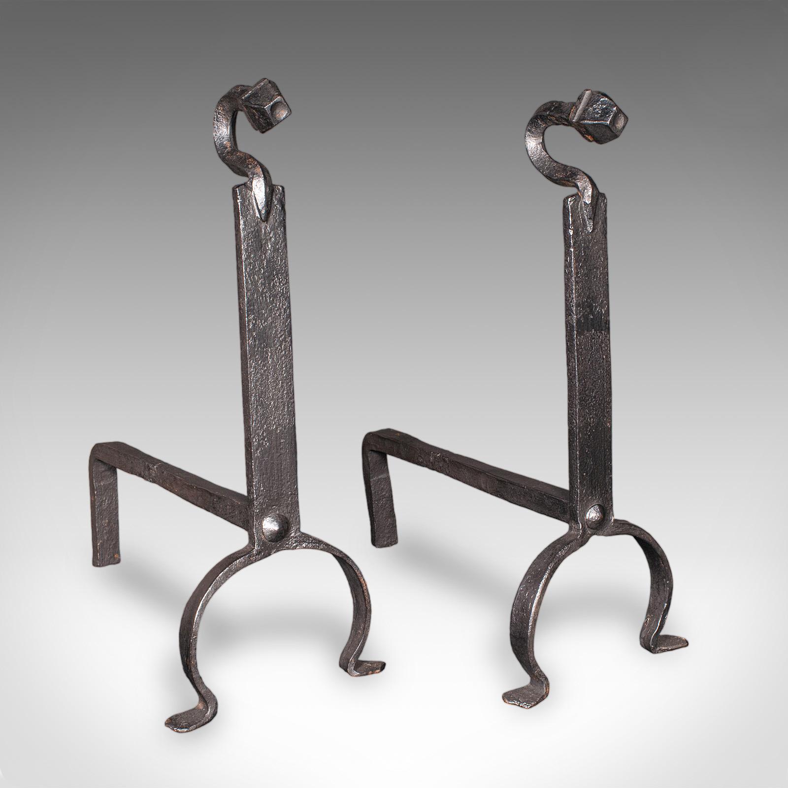 Set da camino antico, inglese, ferro battuto, cesto da fuoco, androni, vittoriano in vendita 3