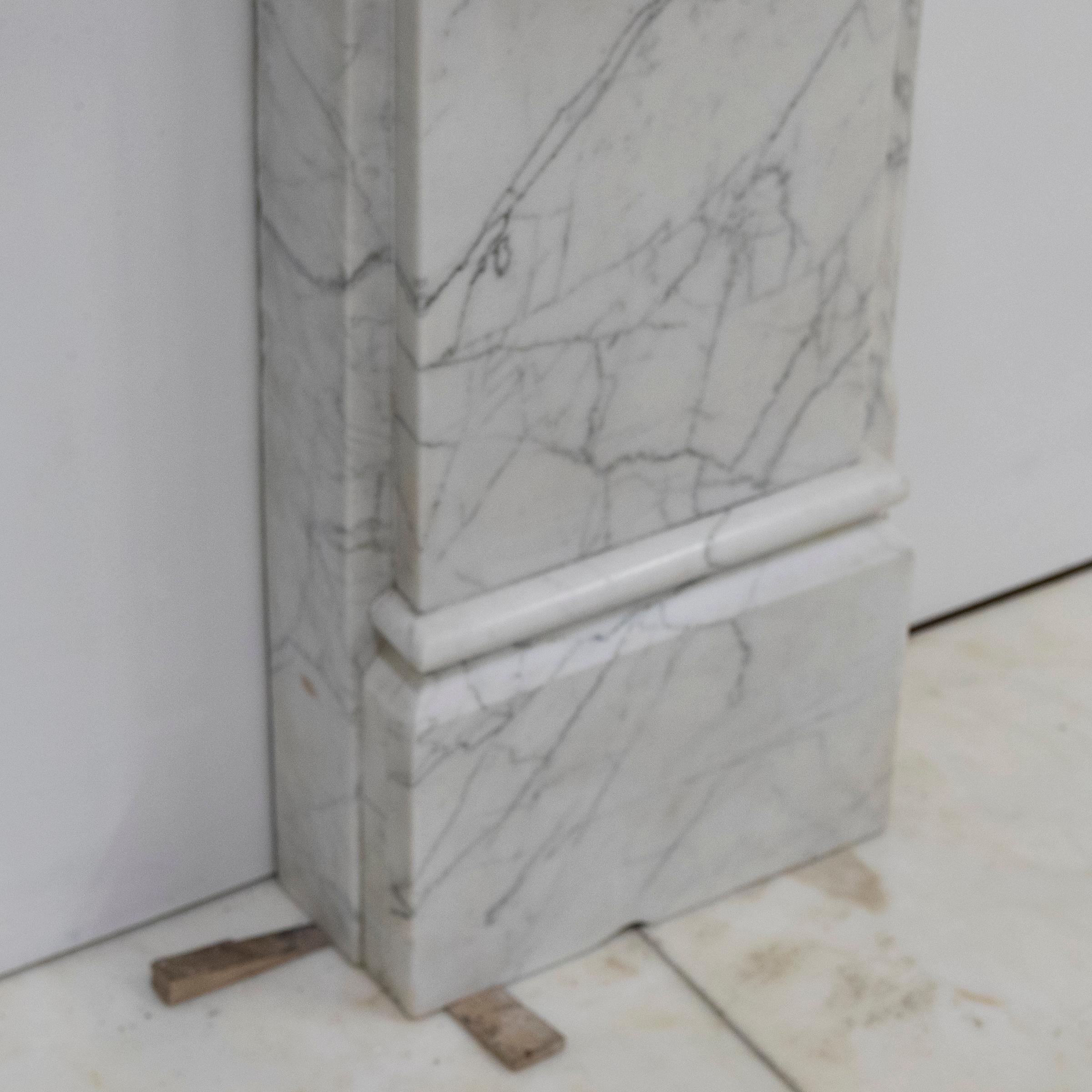 Carrara Marble Antique Fireplace Surround With Sienna Marble Columns For Sale