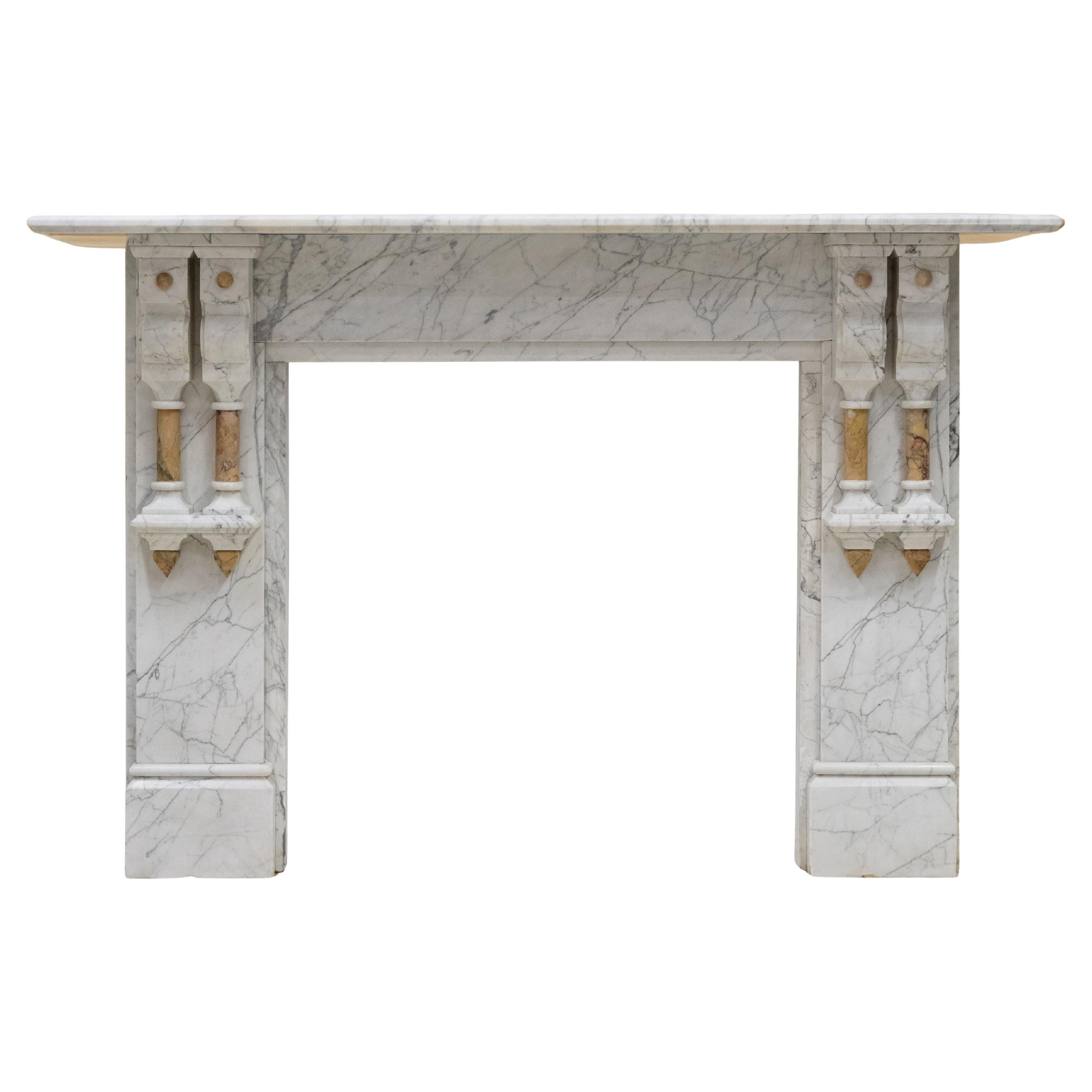 Antique Fireplace Surround With Sienna Marble Columns For Sale