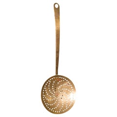 Antique Fireplace Warmer, English, Brass Chestnut Roasting Plate, Georgian, 1800