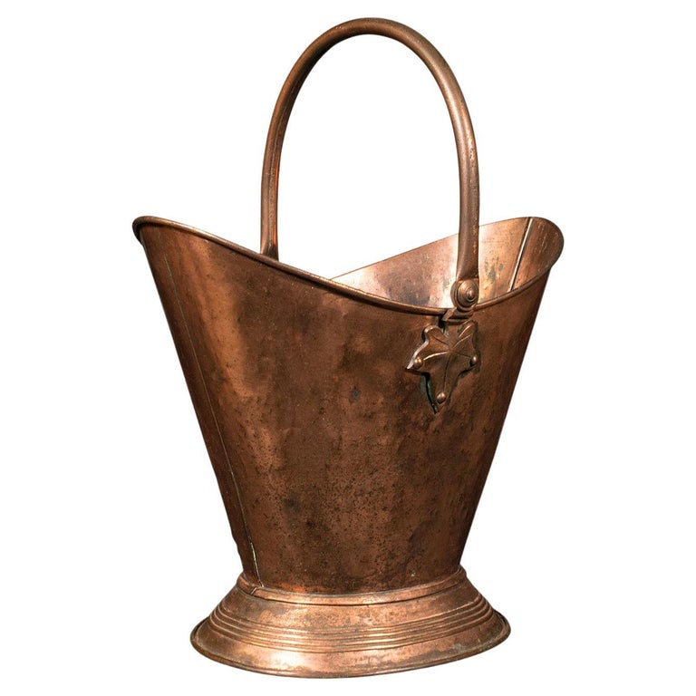 Antique Fireside Bin, English, Copper, Firewood Store, Coal Scuttle