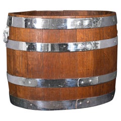 Antiker antiker Kaminbehälter, englisch, Eiche, Coopered Barrel, Log, Kohle, viktorianisch, 1850